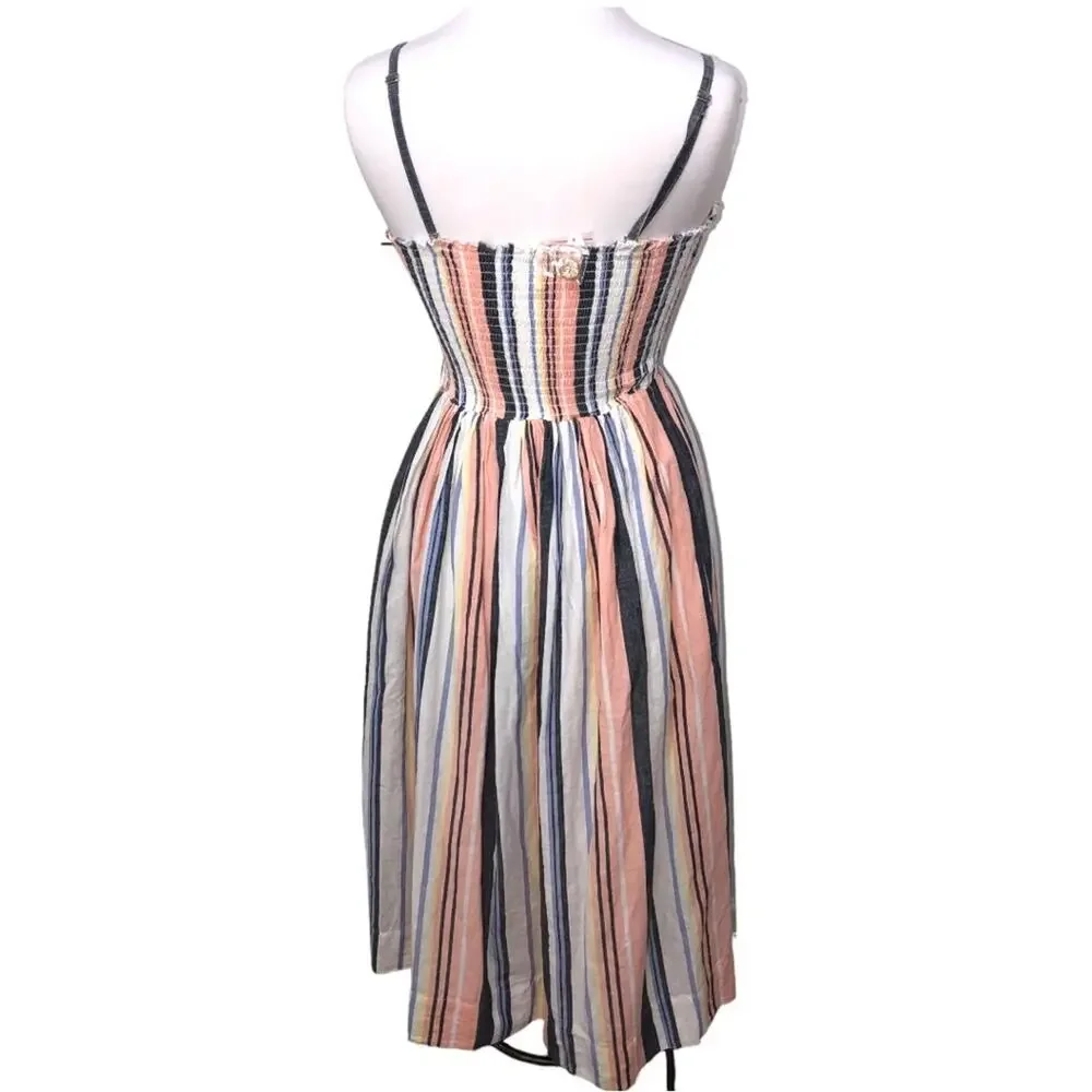Free People Lilah Pleated Tube Striped Midi Dress XS NWT